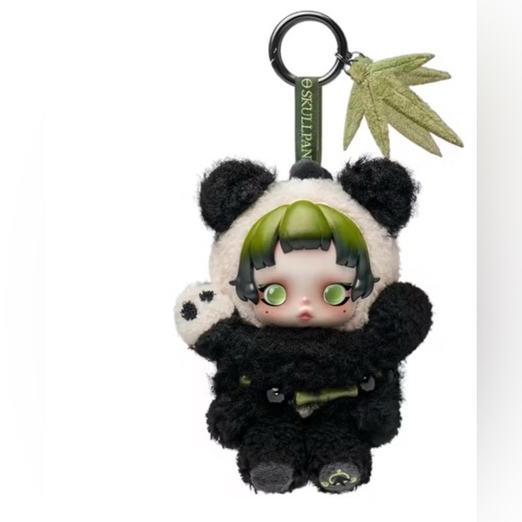 Skullpanda Panda Keychain with Green Accents - Picture 1 of 1